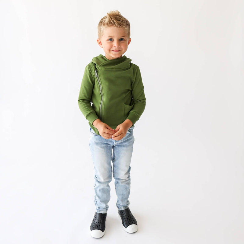 OLIVE | Asymmetrical Zip Hoodie