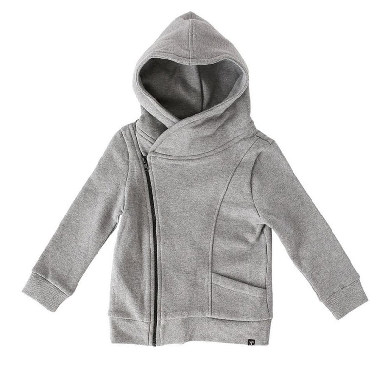 HEATHER GREY | Asymmetrical Zip Hoodie